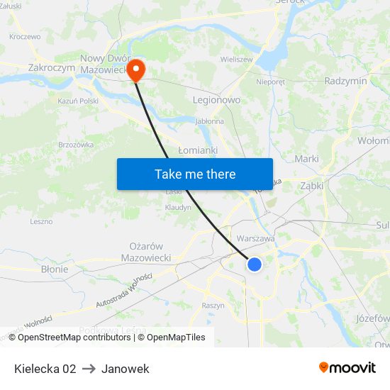 Kielecka 02 to Janowek map