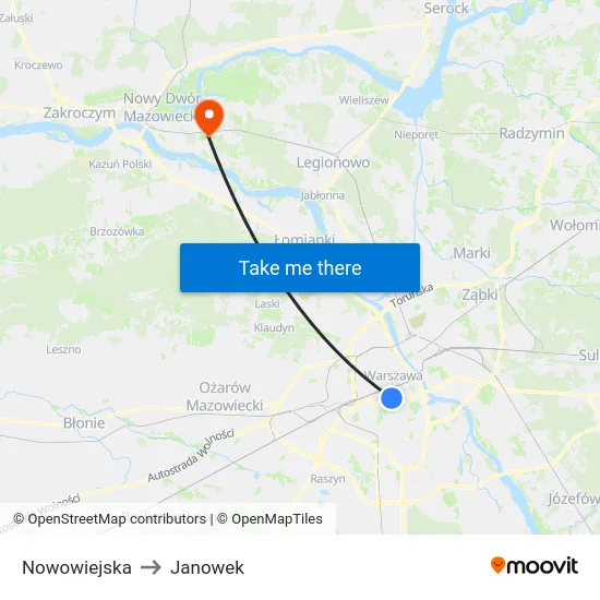 Nowowiejska to Janowek map