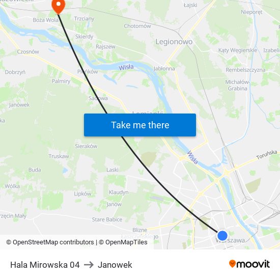 Hala Mirowska 04 to Janowek map