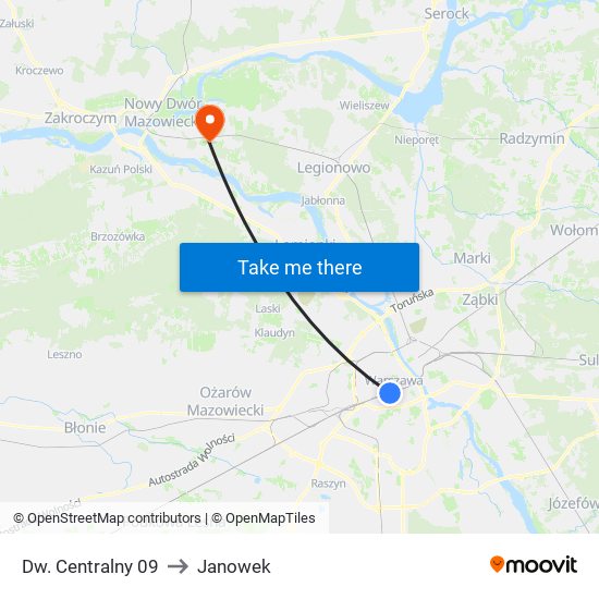 Dw. Centralny 09 to Janowek map