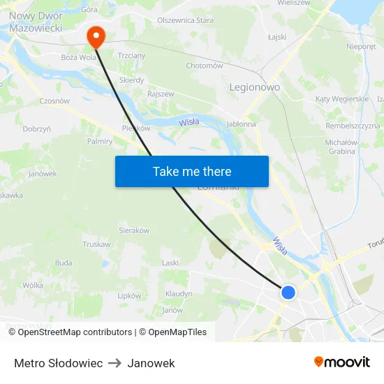 Metro Słodowiec to Janowek map