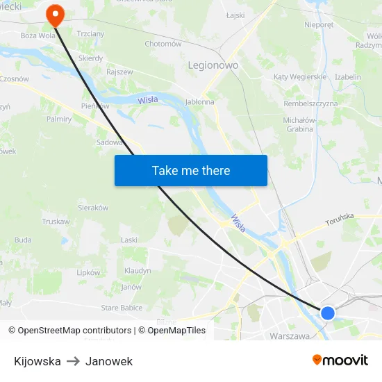 Kijowska to Janowek map