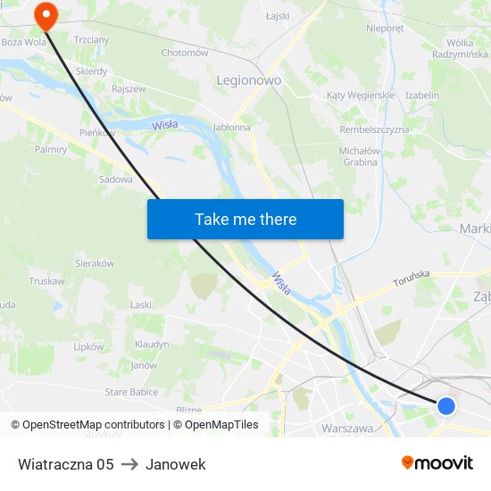 Wiatraczna 05 to Janowek map