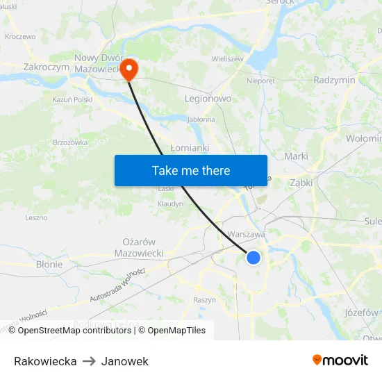 Rakowiecka to Janowek map