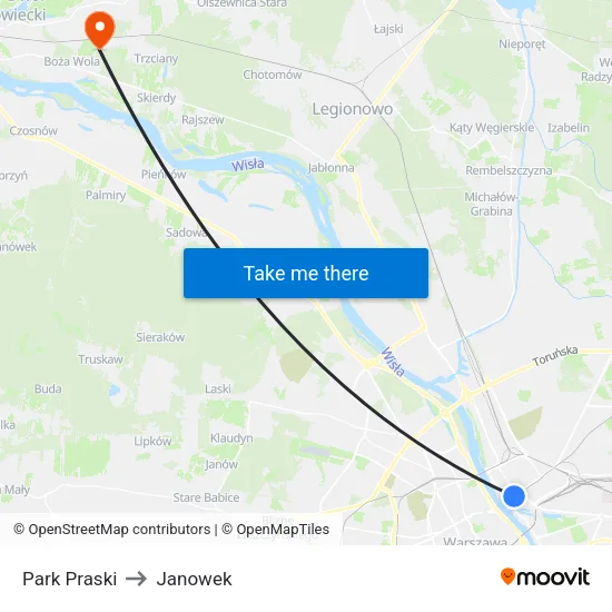 Park Praski to Janowek map
