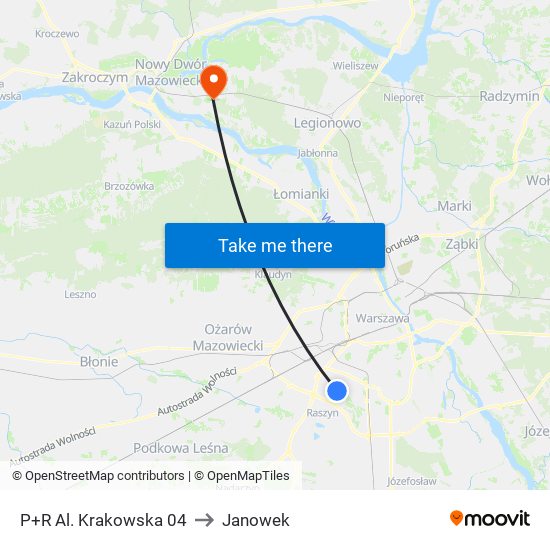 P+R Al. Krakowska 04 to Janowek map
