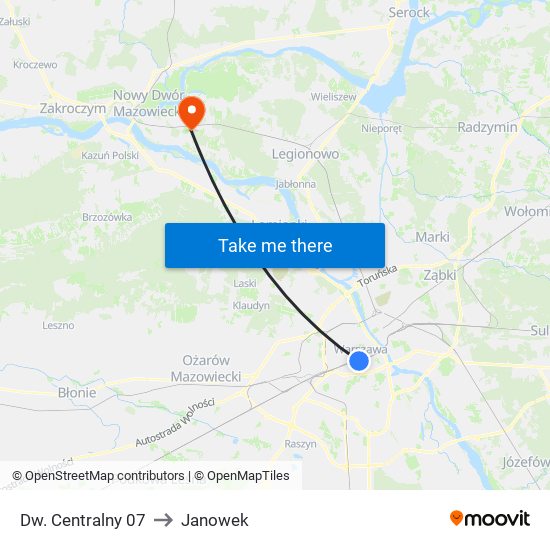 Dw. Centralny 07 to Janowek map