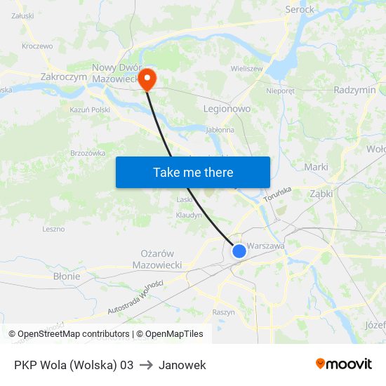 PKP Wola (Wolska) 03 to Janowek map