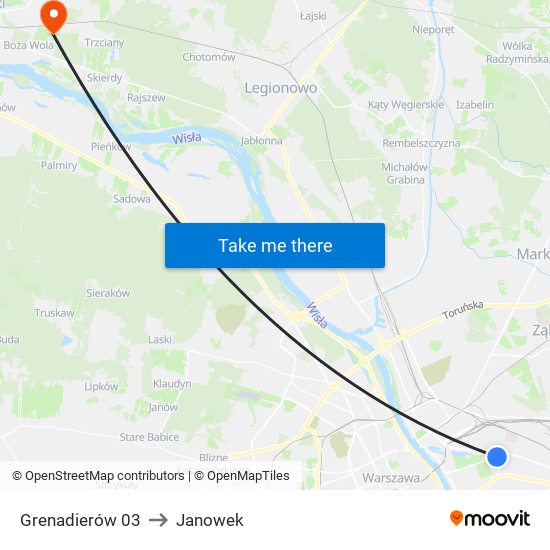 Grenadierów to Janowek map