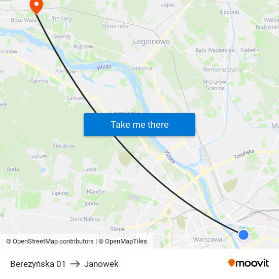 Berezyńska to Janowek map