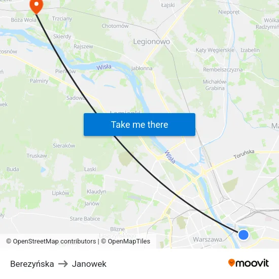 Berezyńska to Janowek map