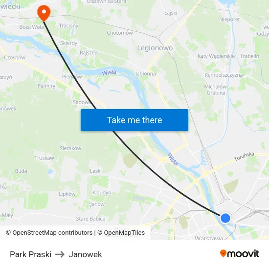 Park Praski to Janowek map