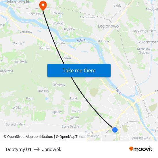 Deotymy to Janowek map