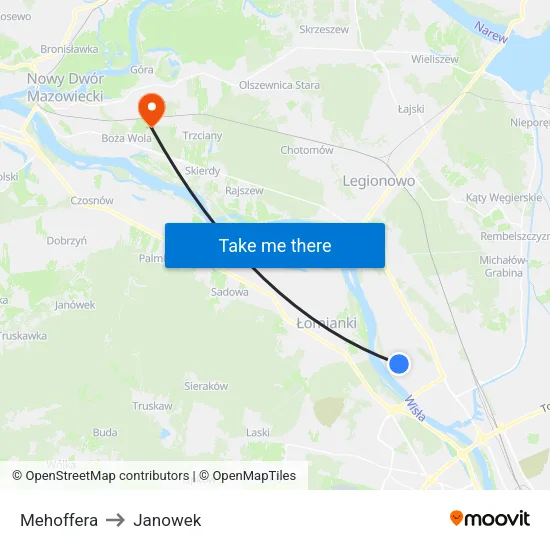 Mehoffera to Janowek map
