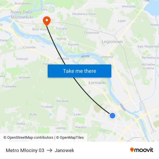 Metro Młociny 03 to Janowek map