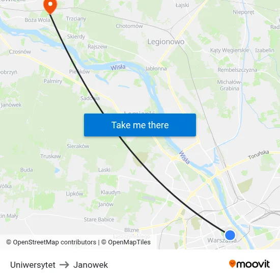 Uniwersytet to Janowek map