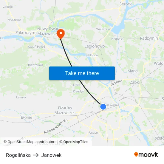 Rogalińska to Janowek map
