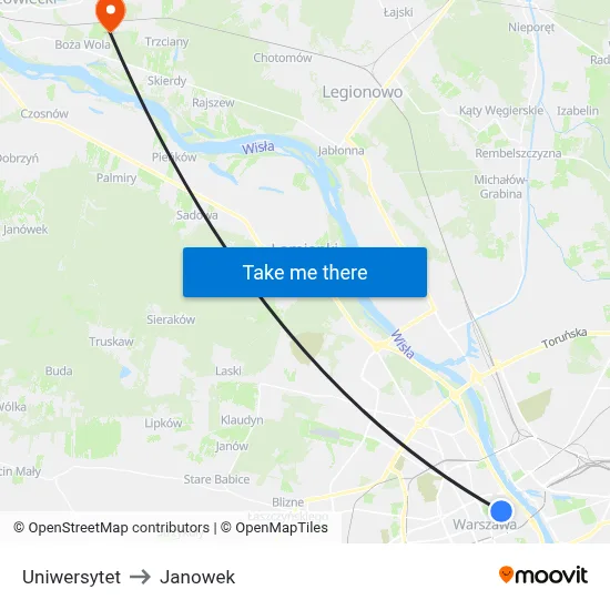 Uniwersytet to Janowek map