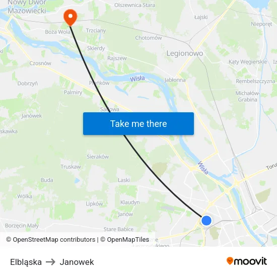 Elbląska to Janowek map