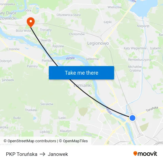 PKP Toruńska to Janowek map