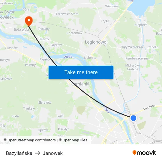 Bazyliańska to Janowek map