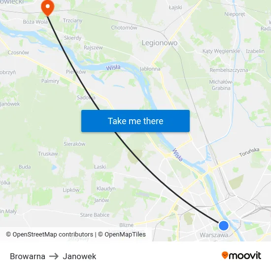 Browarna to Janowek map