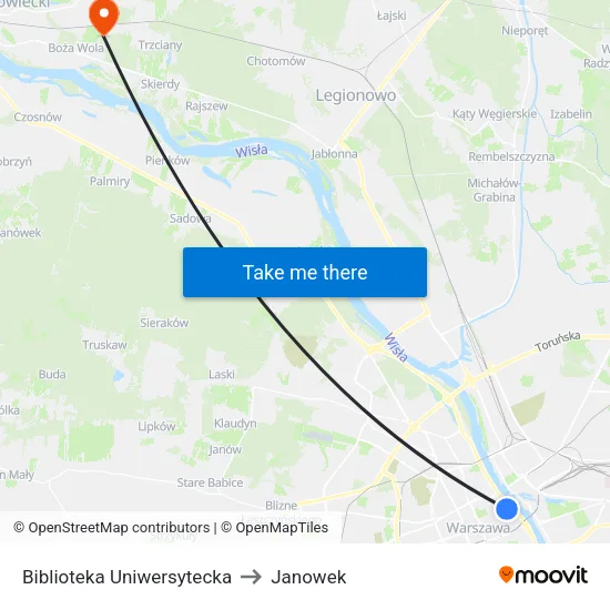 Biblioteka Uniwersytecka to Janowek map