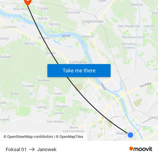 Foksal 01 to Janowek map