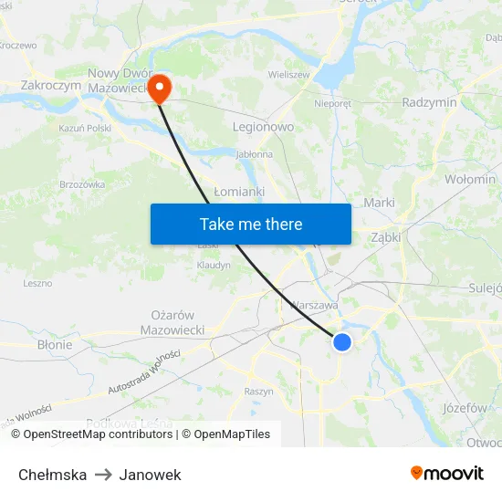 Chełmska to Janowek map