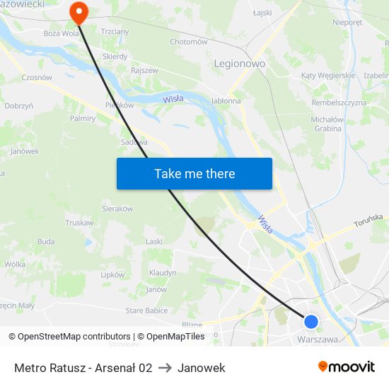 Metro Ratusz - Arsenał 02 to Janowek map