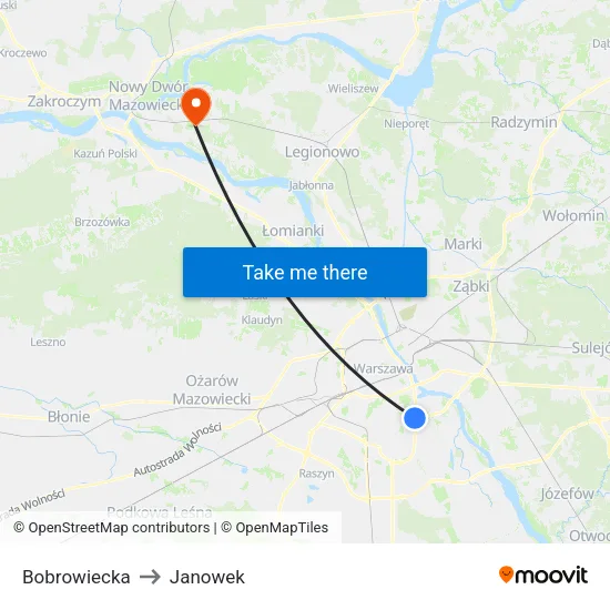 Bobrowiecka to Janowek map
