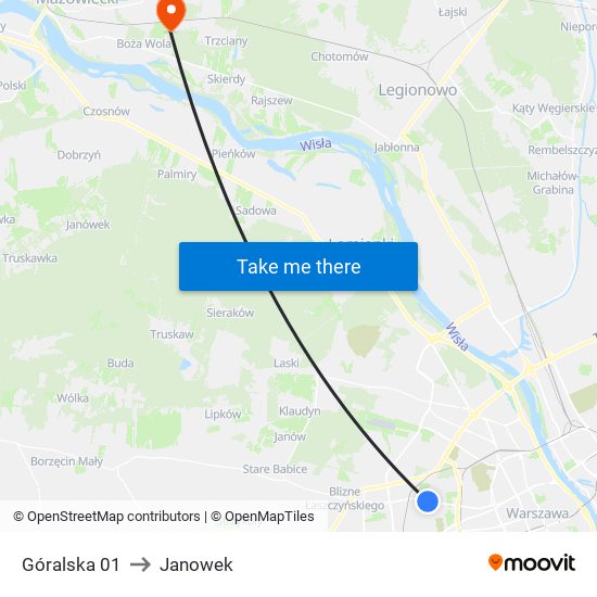 Góralska 01 to Janowek map