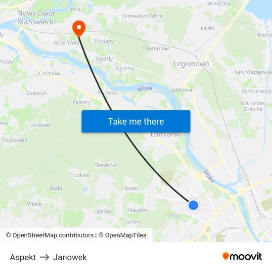 Aspekt to Janowek map