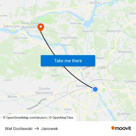 Wał Gocławski to Janowek map