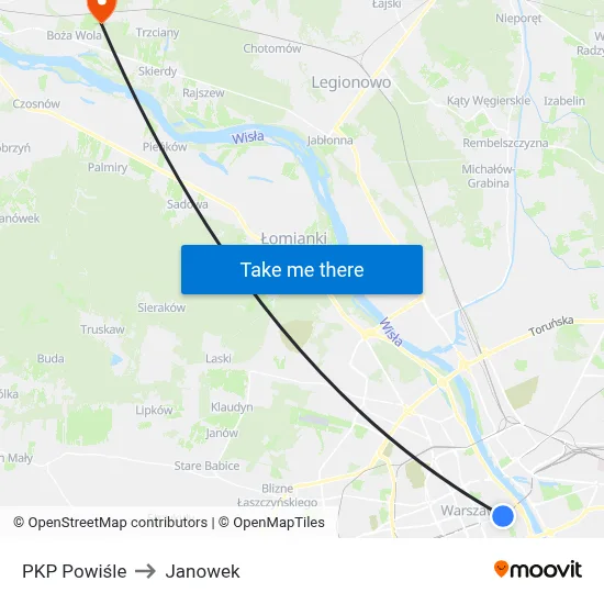 PKP Powiśle to Janowek map