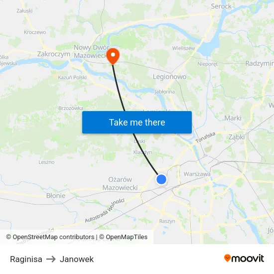 Raginisa to Janowek map