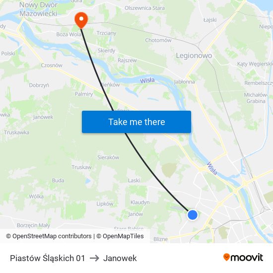 Piastów Śląskich 01 to Janowek map