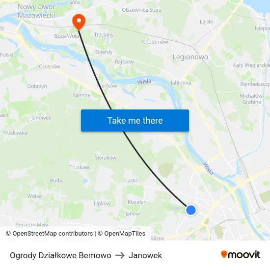 Ogrody Działkowe Bemowo to Janowek map