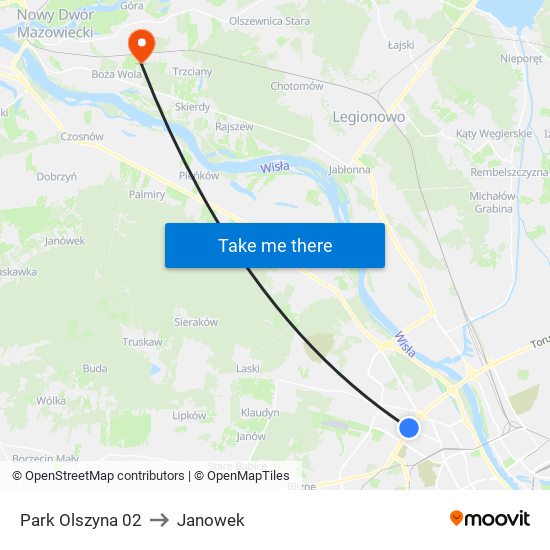 Park Olszyna 02 to Janowek map