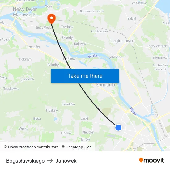 Bogusławskiego to Janowek map