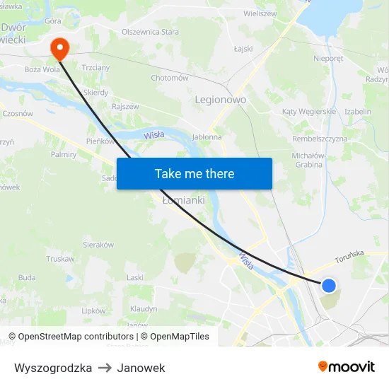 Wyszogrodzka to Janowek map