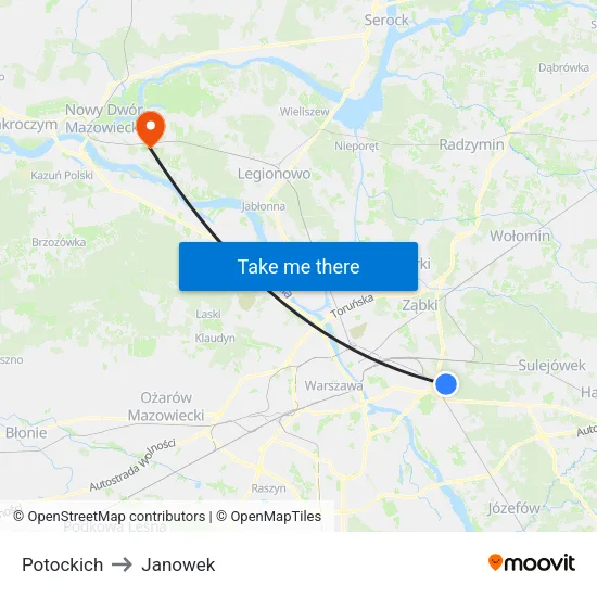 Potockich to Janowek map