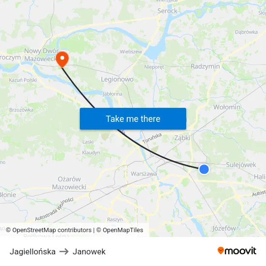 Jagiellońska to Janowek map
