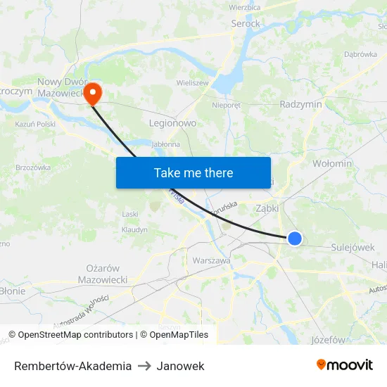 Rembertów - Akademia to Janowek map