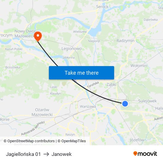 Jagiellońska 01 to Janowek map