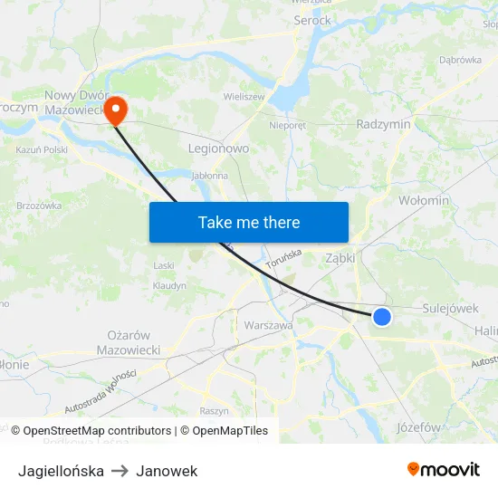 Jagiellońska to Janowek map