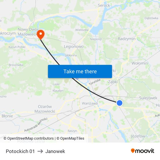 Potockich 01 to Janowek map