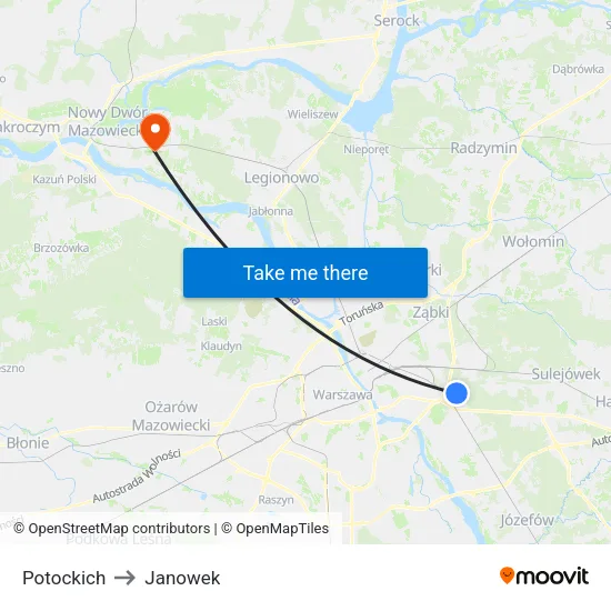 Potockich to Janowek map