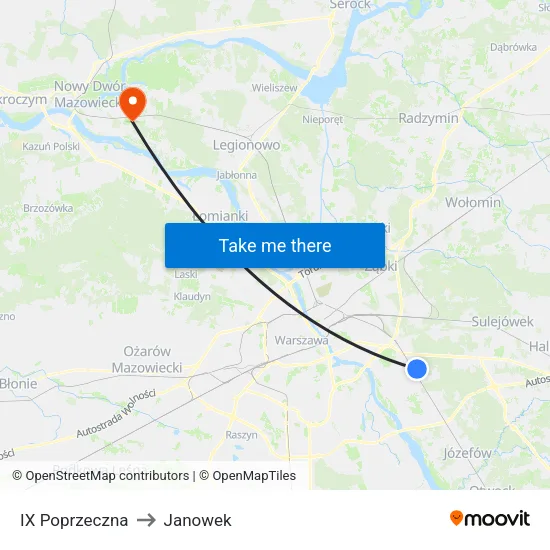 IX Poprzeczna to Janowek map