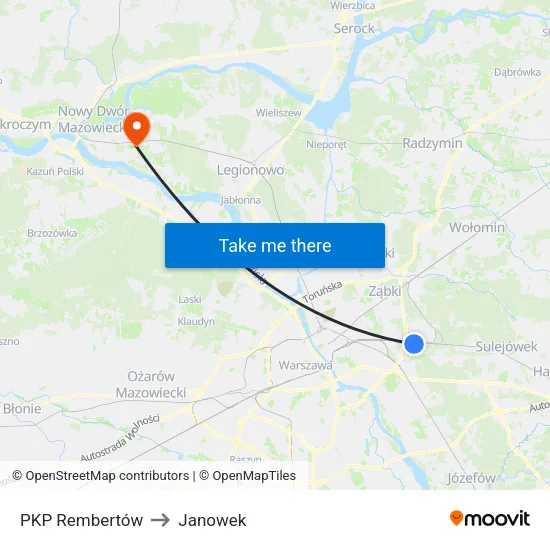 PKP Rembertów to Janowek map